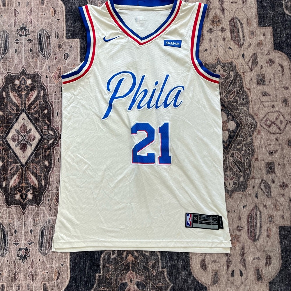 Nike Philadelphia 76ers Cream Joel Embiid #21 Jersey